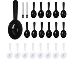 Plastic Maatlepels - 20 stuks Eiwitpoeder, Melkpoeder, Koffie, Vloeibare Poeder, Korrels, Theelepels - Herbruikbaar Keukengereedschap, Vaatwasmachinebestendig
