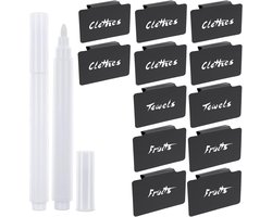 Plastic Mandje Label Clip Set - Verwijderbare Mand Labels - Keuken Clip Label Houder - Pantrysysteem Organisatie Box met Witte Krijtmarkers (13 PCS)