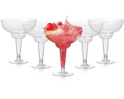 Plastic margarita-glazen - onbreekbaar en elegant - set van 6 - zilver glitter