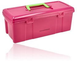 Plastic Opbergbox met Handvat – Gereedschapskist 36 cm – Gereedschapskoffer voor Klussen, Garageopslag en Opbergsystemen – Opslagbox Tuinspullen – Bureau Organizer – Roze