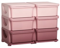 Plastic Opbergdoos 75x37x56,5cm 6 Lades Speelgoed Roze Plastic Organizer Opslagoplossing Voor Kinderkamer Woonkamer Slaapkamer