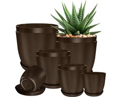 Plastic Planters - Flower Nursery Pots for Indoor Plants (Pack of 10 Multicolor Brown)