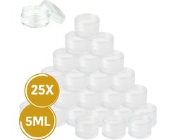 Plastic Potjes met Deksel 5ML – Cosmetica & Sample Potjes – Crème / Pillen – Reisverpakking - 25 stuks