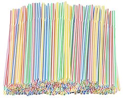 Plastic rietjes - 100 stuks - herbruikbaar - buigrand - 21cm - kleurrijk - 100 % recyclebaar