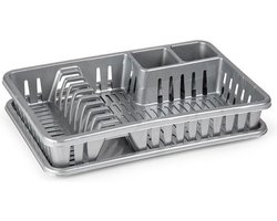 Plasticforte Afdruiprek met lekbak - 45 x 30 cm - grijs - Afwassen/afdrogen - Afwasrekken - Kunststof