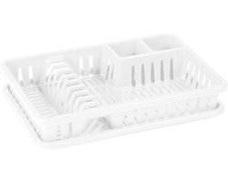 Plasticforte Afdruiprek met lekbak - 45 x 30 cm - wit - Afwassen/afdrogen - Afwasrekken - Kunststof