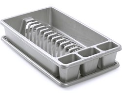 PlasticForte Afdruiprek met lekbak - zilvergrijs - 45 x 26 cm - afwasrek