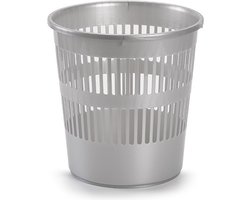 PlasticForte Afvalbak/vuilnisbak/kantoor prullenbak - plastic - lichtgrijs - 28 cm