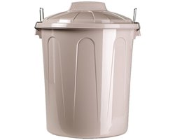Plasticforte afvalemmer - beige - 21L - kunststof - H42 cm - met deksel - prullenbak/afvalbak
