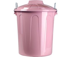 Plasticforte afvalemmer - roze - 21L - kunststof - H42 cm - met deksel - prullenbak/afvalbak