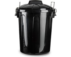 PlasticForte Afvalemmer - zwart - 21 liter - vuilnisemmer met deksel - prullenbak - 35 x33 x 42,5 cm