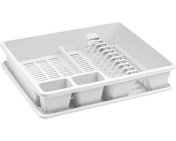 Plasticforte Afwas afdruiprek - ivoor wit - kunststof - 48 x 38 x 9 cm - met lekbak