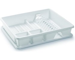PlasticForte Afwas afdruiprek - lichtblauw - kunststof - 48 x 38 x 9 cm - met lekbak