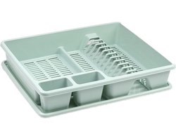 Plasticforte Afwas afdruiprek - mintgroen - kunststof - 48 x 38 x 9 cm - met lekbak