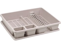 Plasticforte Afwas afdruiprek - taupe - kunststof - 48 x 38 x 9 cm - met lekbak