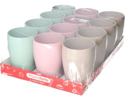 Plasticforte Bekers - 12x stuks - kunststof - gekleurd - 375 ml - onbreekbare mokken
