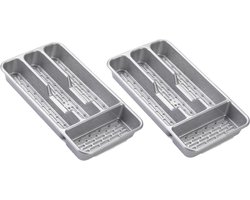 Plasticforte Bestekbak - 4-vaks - grijs - 33 x 18 x 4 cm - bestekhouders