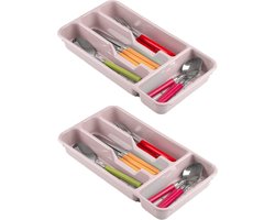 Plasticforte Bestekbak - 4-vaks - roze - 33 x 18 x 4 cm - bestekhouders