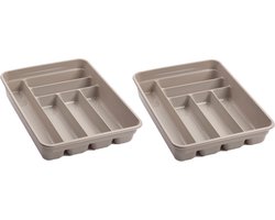 Plasticforte Bestekbak - 6-vaks - taupe - 40 x 30 x 7 cm - bestekhouder