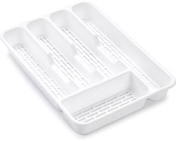 PlasticForte Bestekbak - wit - 5-vaks - 24 x 34 x 4 cm - bestekhouder