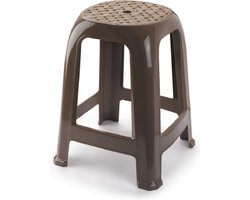 Plasticforte bijzet zitkrukje - taupe - kunststof - 37 x 37 x 46 cm - kinderen/volwassenen