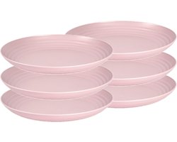 PlasticForte Bord - 6x stuks - D25 cm - roze - kunststof - rond - camping bord - dinerbord