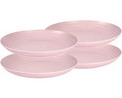 PlasticForte Bord - Set van 8x stuks - D25 cm - roze - kunststof - rond - camping bord - dinerbord