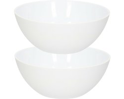 PlasticForte Dessert en serveer schaaltjes / kommetjes - 2x - 950 ml - wit - kunststof - rond - 17 x 7 cm