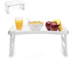 PlasticForte Dienblad - ontbijt op bed tafeltje - wit - 51x33 cm - schoottafeltje - bedtafel laptop