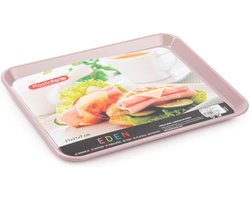 Plasticforte dienblad/serveerblad - Kunststof - 27 x 21 cm - oud roze - kopjes en glazen tray - keuken