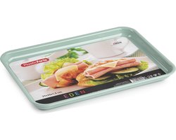 Plasticforte dienblad/serveerblad - Kunststof - 29 x 20 cm - mintgroen - kopjes en glazen tray - keuken