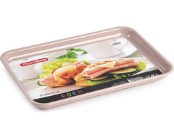 Plasticforte dienblad/serveerblad - Kunststof - 29 x 20 cm - oud roze - kopjes en glazen tray - keuken