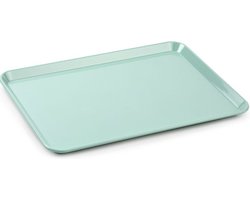 Plasticforte dienblad/serveerblad - Kunststof - 35 x 24 cm - mintgroen - kopjes en glazen tray - keuken