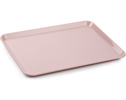 Plasticforte dienblad/serveerblad - Kunststof - 35 x 24 cm - oud roze - kopjes en glazen tray - keuken