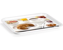 Plasticforte dienblad/serveerblad - Kunststof - 41 x 31 cm - wit - kopjes en glazen tray - keuken