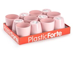 Plasticforte Drinkglazen - 24x - roze - kunststof - 400 ml - herbruikbaar - sapglazen - waterglazen