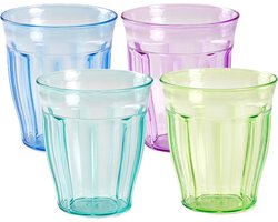 PlasticForte Drinkglazen Picardie - gekleurd - 12 stuks - kunststof - 250 ml - bekers - plastic