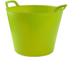 Plasticforte flexibele emmer/kuip - groen - kunststof - rond - 25 liter - 42 x 38 x 33 cm - wasmanden - tuinafval - speelgoed