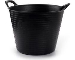 Plasticforte flexibele emmer/kuip - zwart - kunststof - rond - 42 liter - 49 x 45 x 38 cm - wasmanden - tuinafval - speelgoed