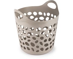 Plasticforte Flexibele wasmand/opbergmand - rond - beige - 35 liter - D40 x H39 cm