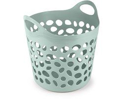 Plasticforte Flexibele wasmand/opbergmand - rond - groen - 35 liter - D40 x H39 cm