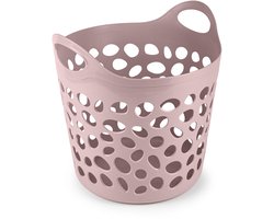 Plasticforte Flexibele wasmand/opbergmand - rond - roze - 35 liter - D40 x H39 cm