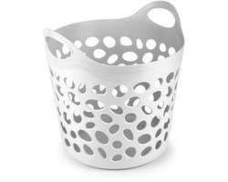 Plasticforte Flexibele wasmand/opbergmand - rond - wit - 35 liter - D40 x H39 cm