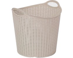 Plasticforte Gevlochten wasmand/opbergmand - flexibel - beige - 27 liter - rond - kunststof - H38 x D37 cm