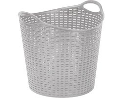 Plasticforte Gevlochten wasmand/opbergmand - flexibel - zilver - 27 liter - rond - kunststof - 40 x 37 cm