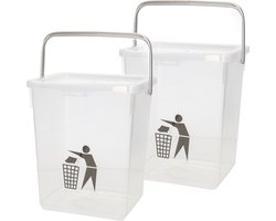 Plasticforte Gft afvalbakje voor aanrecht - 2x - 5L - klein - transparant - afsluitbaar - 20 x 17 x 23 cm - compostbakje