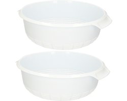 Plasticforte Groot Kunststof vergiet - 2x - wit - 30 x 27 x 10 cm - keuken accessoires
