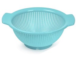 Plasticforte Keuken vergiet - zeef - kunststof - D23 x H10 cm - blauw - afgieten