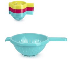 Plasticforte Keuken vergiet/zeef met handvat - kunststof - Dia 23 cm x Hoogte 10 cm - fuchsia roze