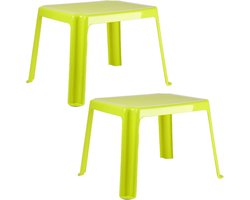 Plasticforte Kindertafel - 2x stuks - kunststof - groen - 55 x 66 x 43 cm - camping - tuin - tafeltje